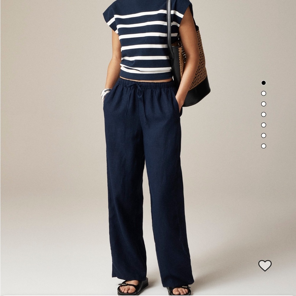 Jcrew Soleil Linen Pant-Navy
